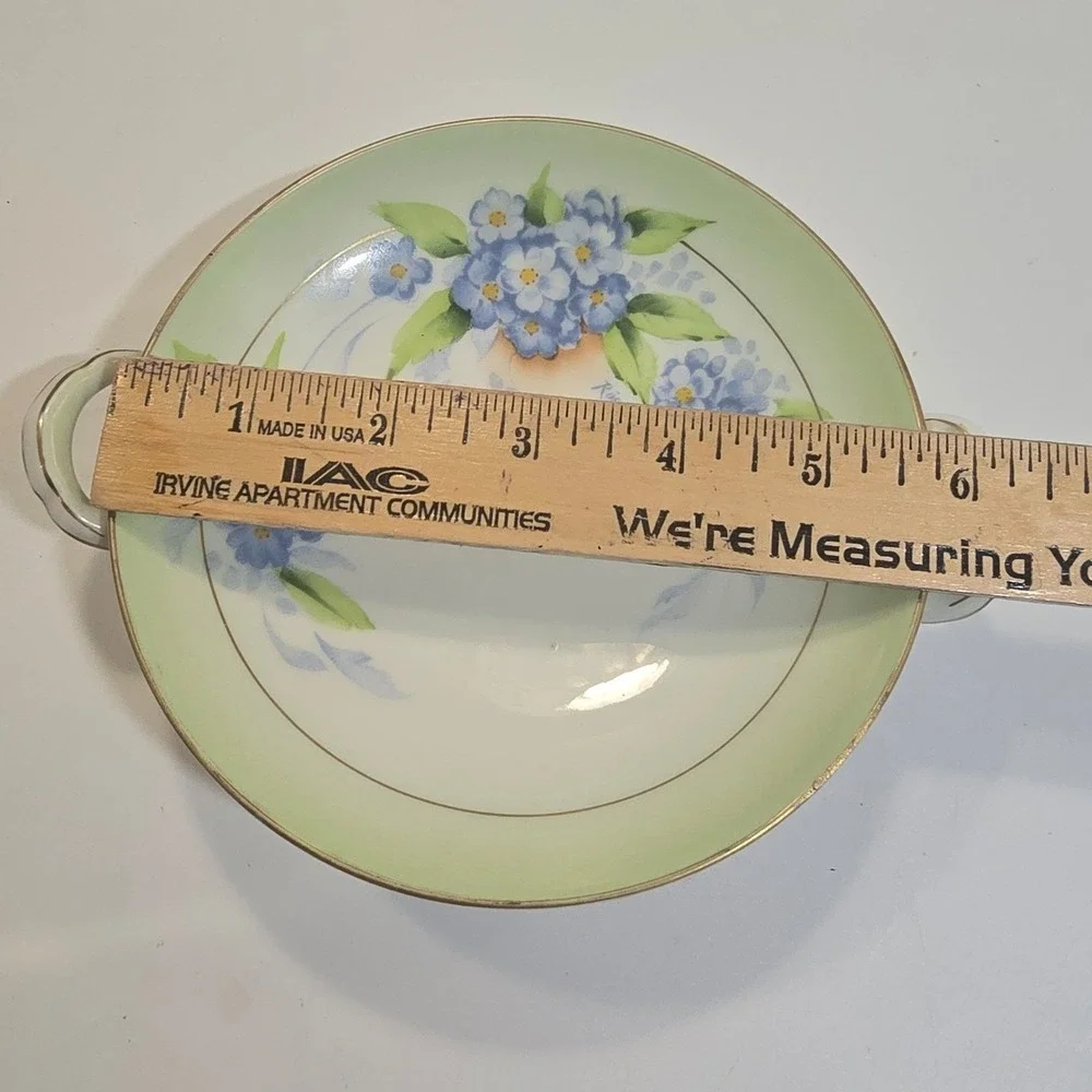 Vintage PT Bavaria Hand Painted Forget Me Not Porcelain‎ Candy Dish Signed Rösch